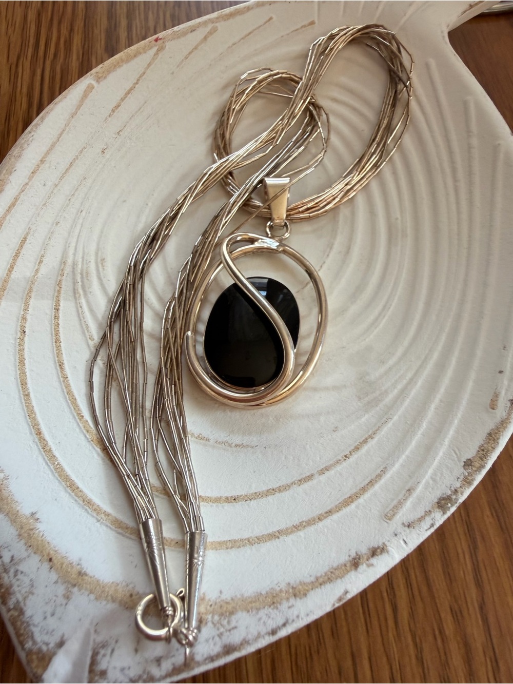 Sterling-Style Black Onyx Pendant Necklace